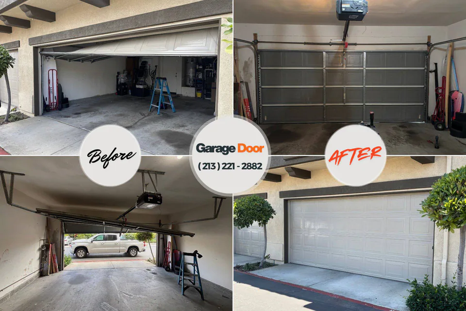 Before and after: garage door repair Lineville, AL